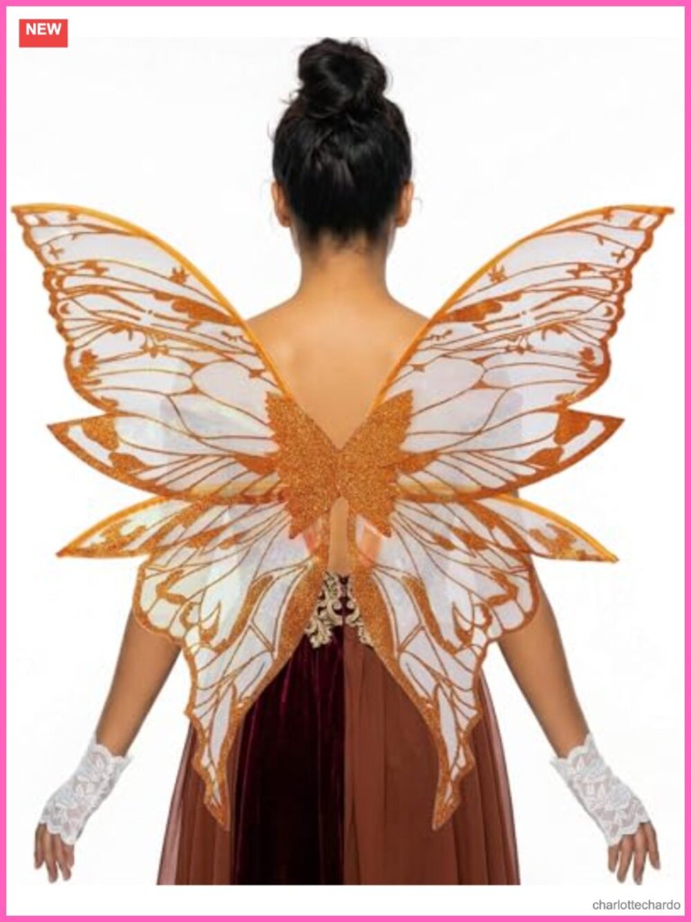 Fairy Wings Organza Butterfly Cosplay Costume Set with Lace Gloves